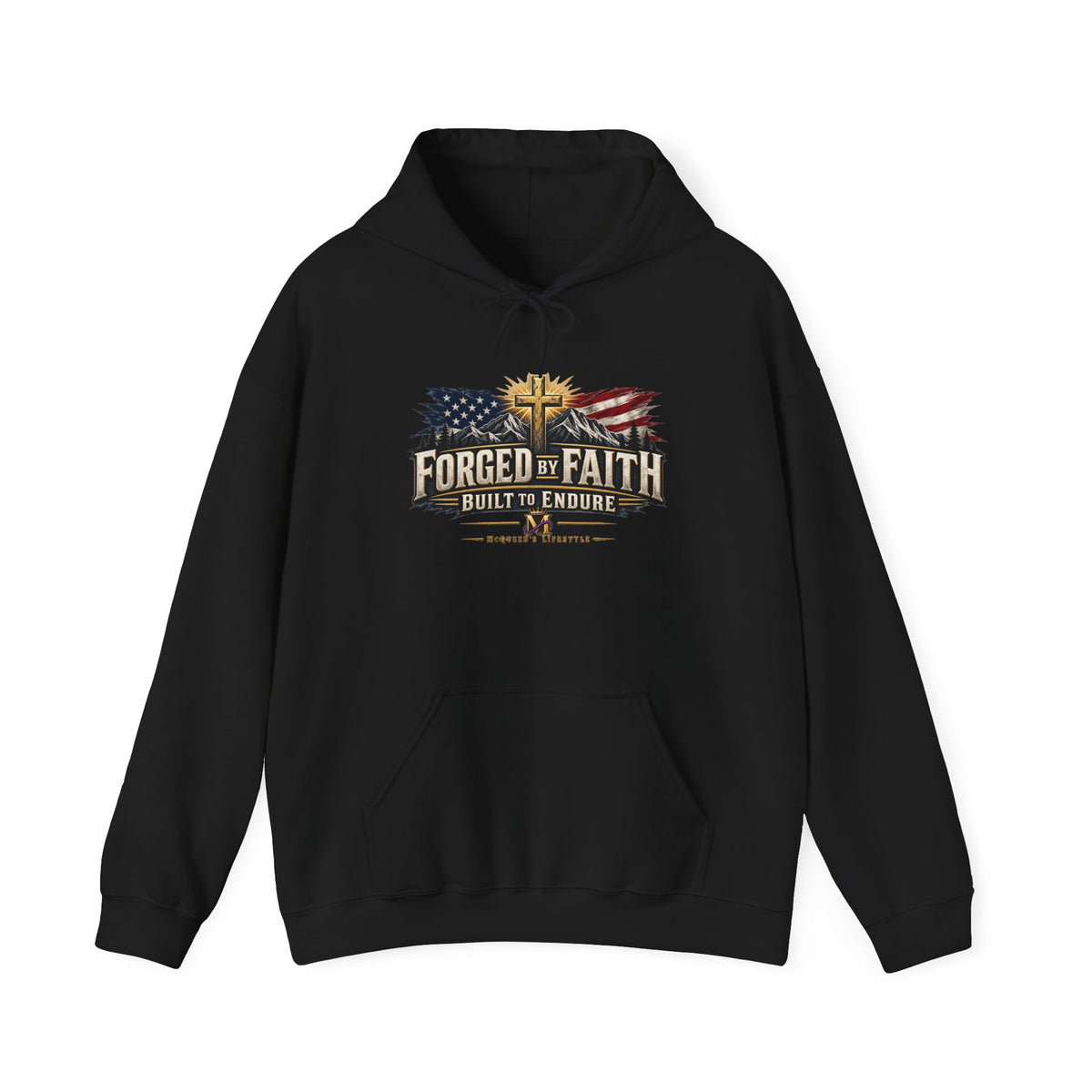 Forged by Faith Hoodie – Patriotic Christian American Flag Sweatshirt