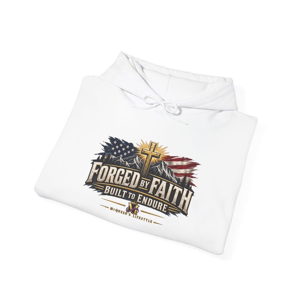 Forged by Faith Hoodie – Patriotic Christian American Flag Sweatshirt