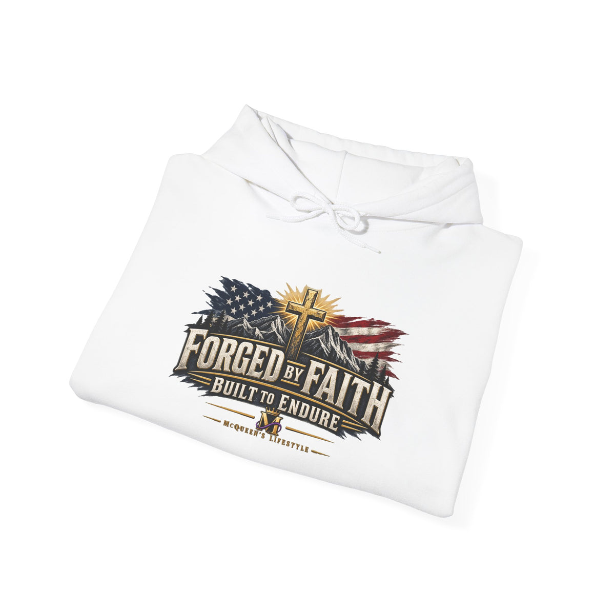 Forged by Faith Hoodie – Patriotic Christian American Flag Sweatshirt
