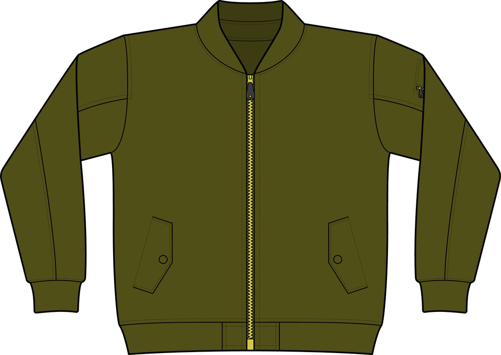 Embroidered 'M' Olive Bomber Jacket