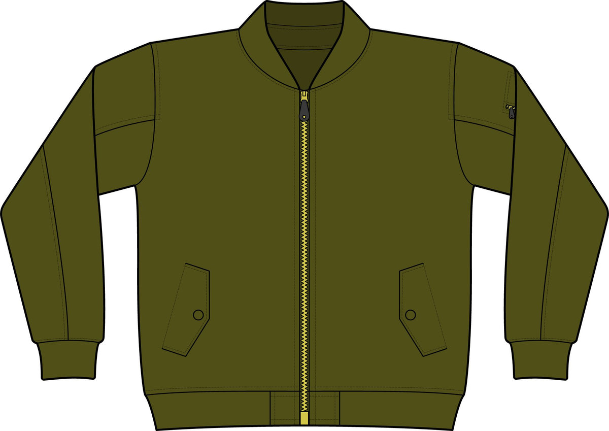 Embroidered 'M' Olive Bomber Jacket