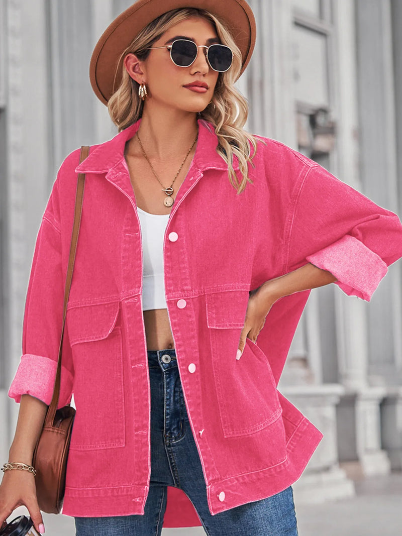 Women's Oversized Button-Up Denim Jacket – S–2XL