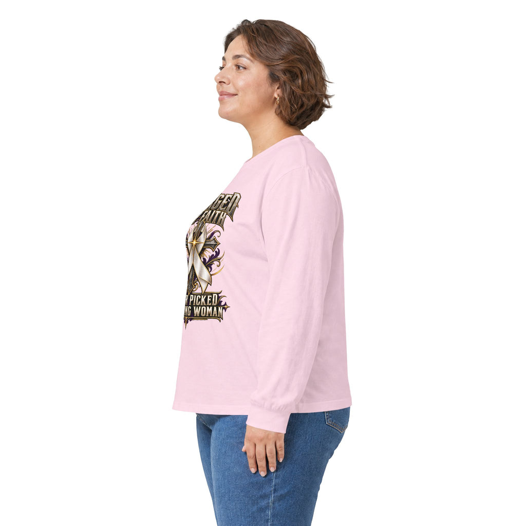 Forged by Faith Cancer Fighter Long Sleeve Shirt – Cancer Picked the Wrong Woman