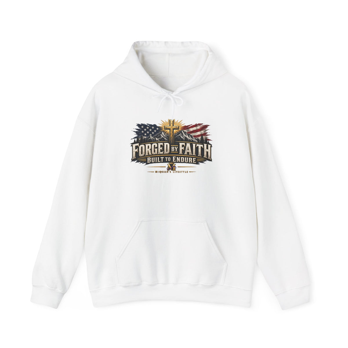 Forged by Faith Hoodie – Patriotic Christian American Flag Sweatshirt