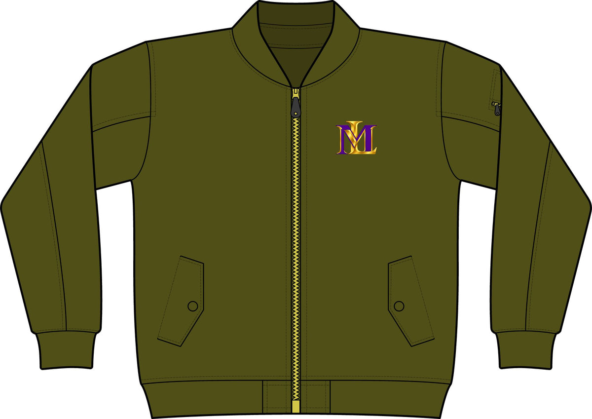 Embroidered 'M' Olive Bomber Jacket