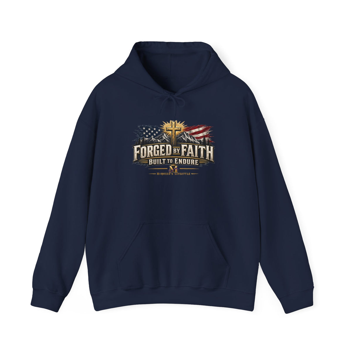 Forged by Faith Hoodie – Patriotic Christian American Flag Sweatshirt