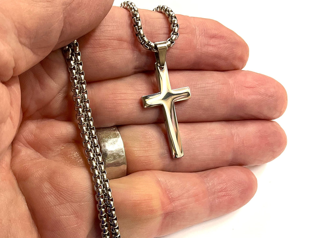 Classic Silver Cross Necklace — Waterproof Stainless Steel