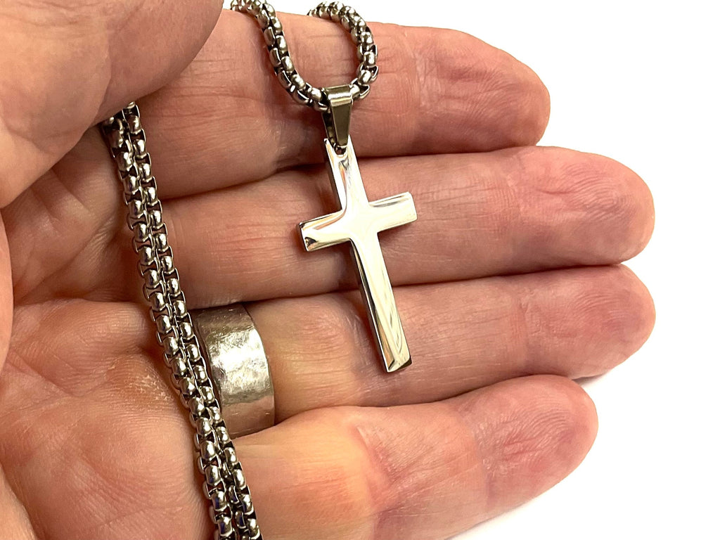 Classic Silver Cross Necklace — Waterproof Stainless Steel