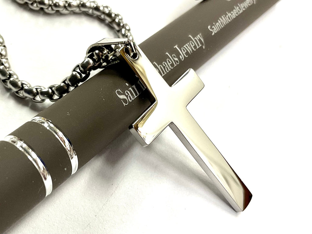 Classic Silver Cross Necklace — Waterproof Stainless Steel