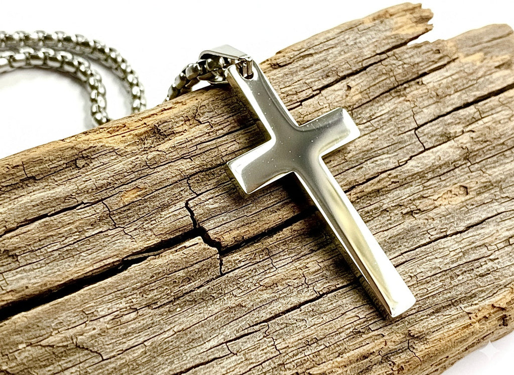 Classic Silver Cross Necklace — Waterproof Stainless Steel