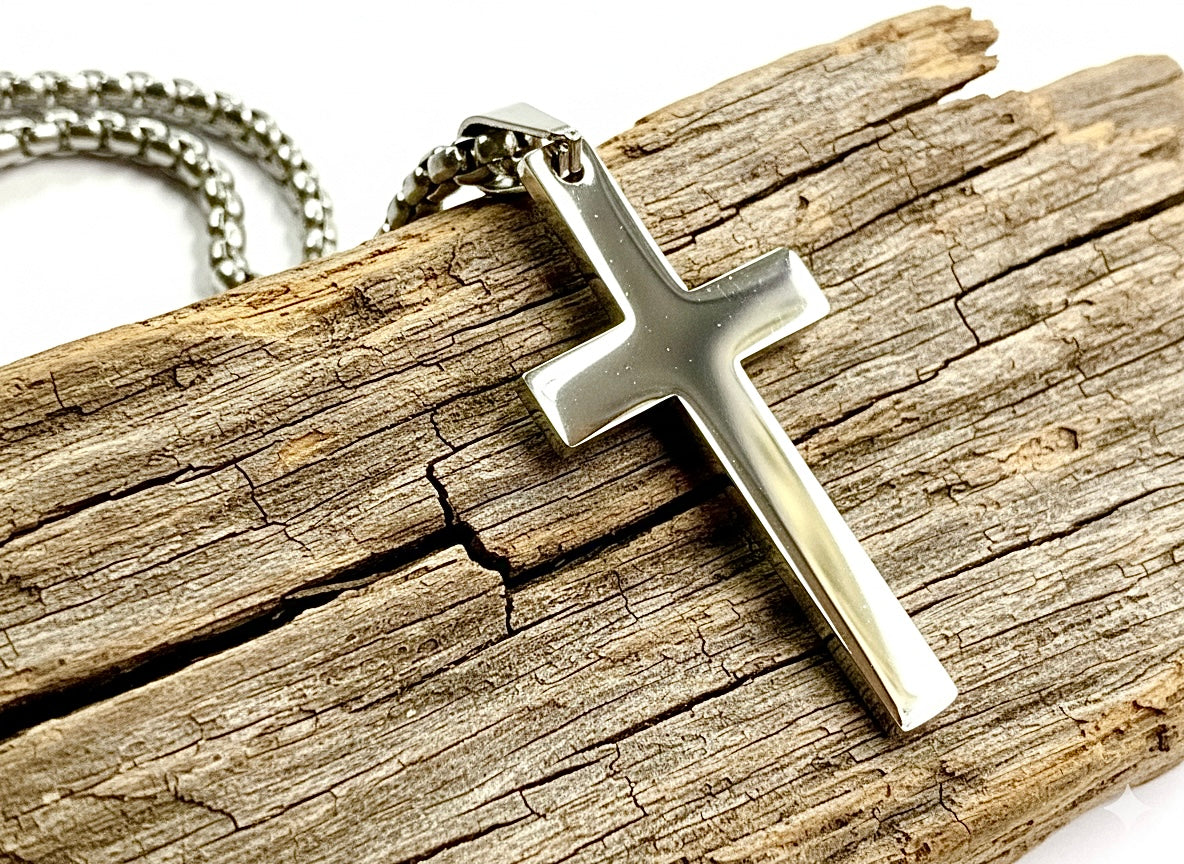 Classic Silver Cross Necklace — Waterproof Stainless Steel