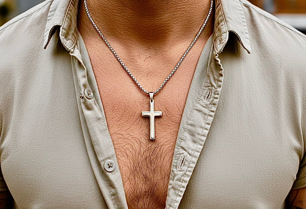 Classic Silver Cross Necklace — Waterproof Stainless Steel