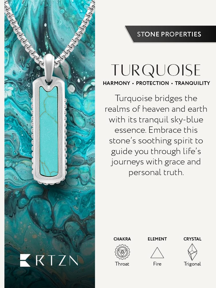 Men’s Turquoise Column Pendant Necklace – Stainless Steel